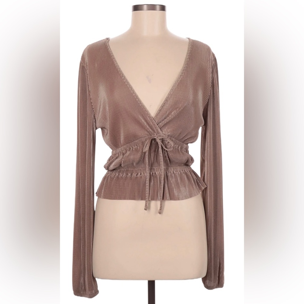 Zara pleated silky mauve blouse